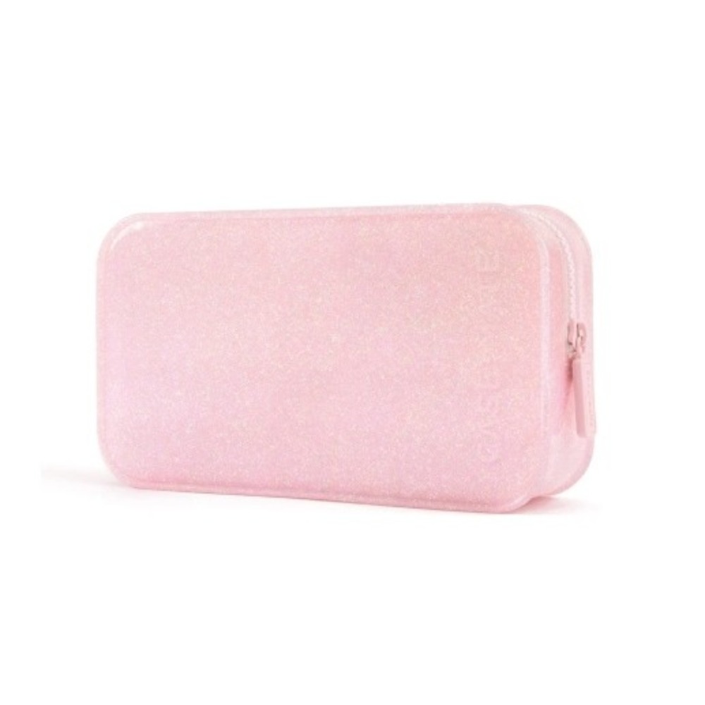 Case-Mate Cosmetic Bag Women Pink Glitter Waterproof Makeup Pouch Zip Case